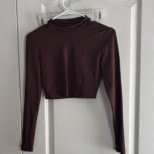 SHEIN Chocolate Brown Long Sleeve Crop Top